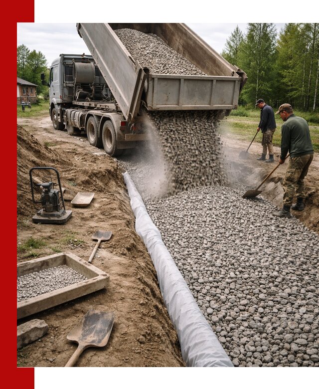 Гравий для дренажа с доставкой в Киржаче качественный и недорогой