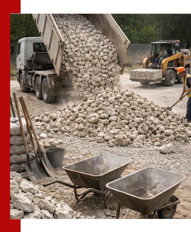 Доставка и продажа бутового известнякового камня в Киржаче