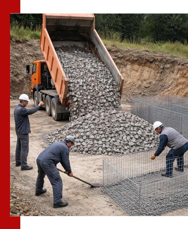 Камень для габионов с доставкой в Киржаче быстро и надёжно
