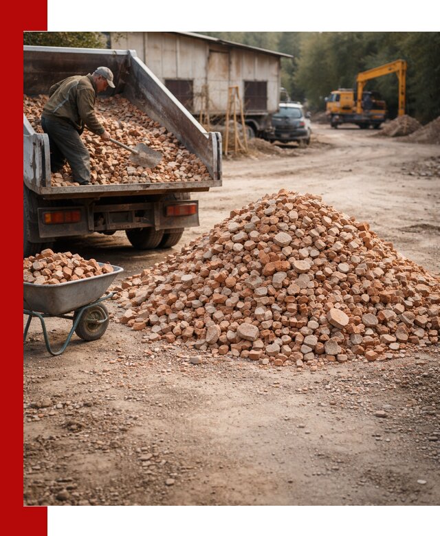 Доставка и подушка из боя кирпича с разгрузкой в Киржаче