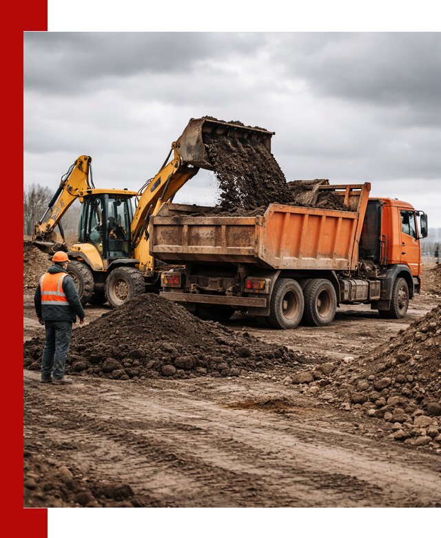 Вывоз грунта и строительного мусора в Киржаче грузовыми самосвалами