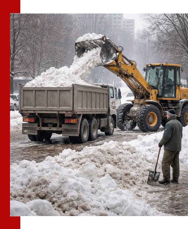 Вывоз снега грузовой техникой в Киржаче оперативно и чисто