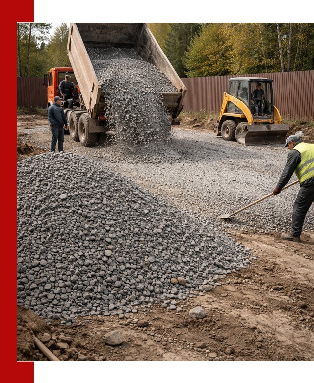 Отсыпка участка щебнем с доставкой и уплотнением в Киржаче